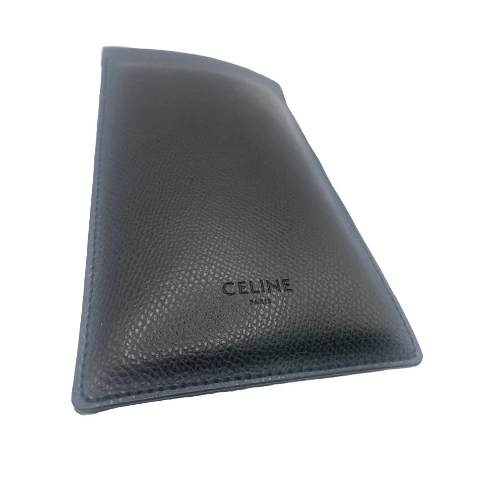 NEW Authentic CELINE Black Leather Glasses Soft Case Box Cleaning Cloth